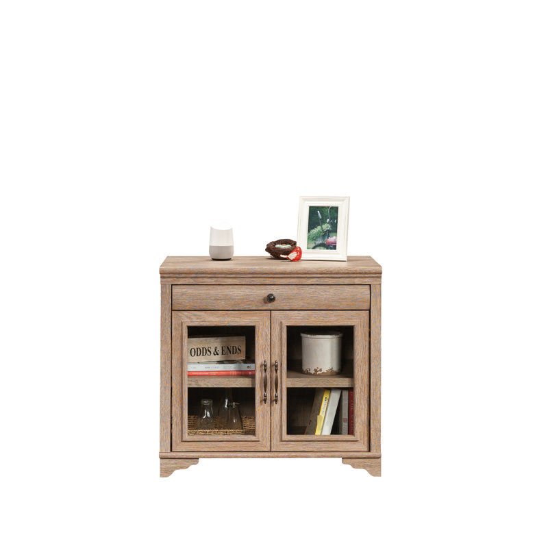 Base de bureau à finition brune, idéale pour le rangement compact, tiroir spacieux avec glissières pleine extension, tablette réglable dissimulée avec portes en verre trempé, bois d'ingénierie rempli de métal, l 31,5 po