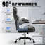 Fauteuil de bureau ergonomique en similicuir à haut dossier avec inclinaison à 120 ° et accoudoirs rabattables -573606481