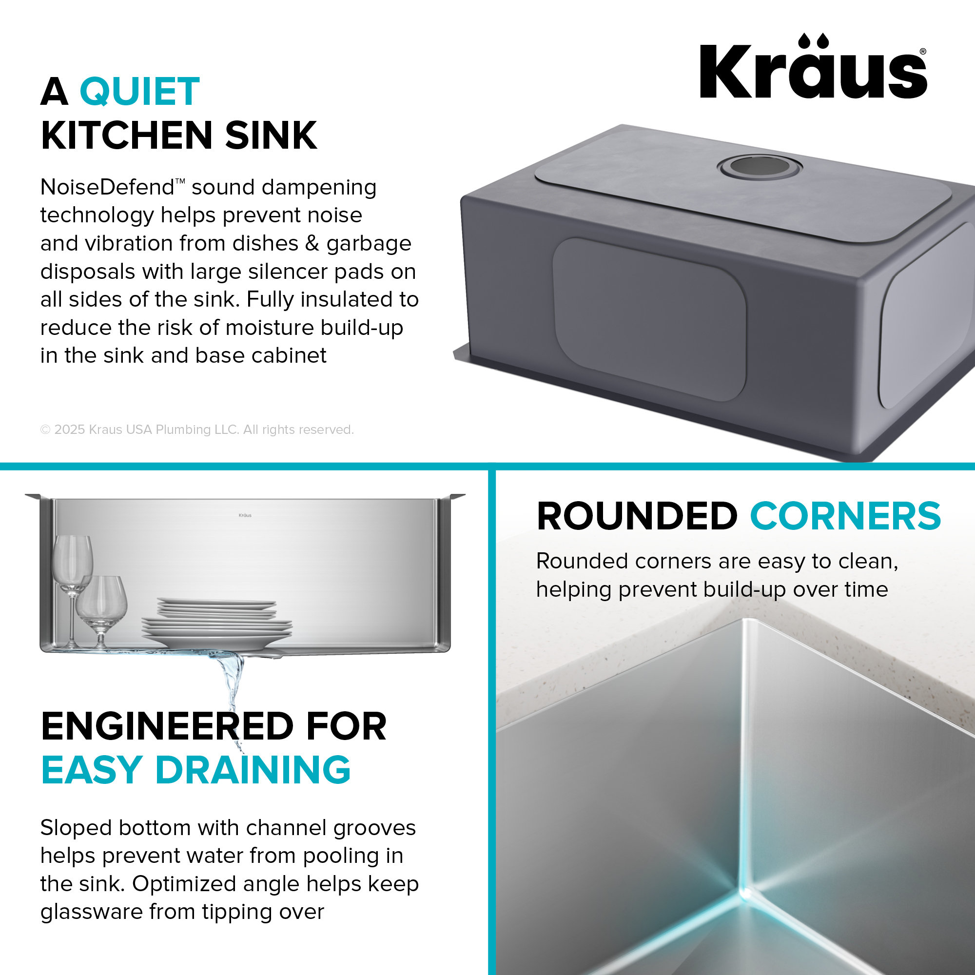 KRAUS Standart PRO™ Undermount 16 Gauge Stainless Steel Kitchen Sink, 10" H x 18" W x 26" L