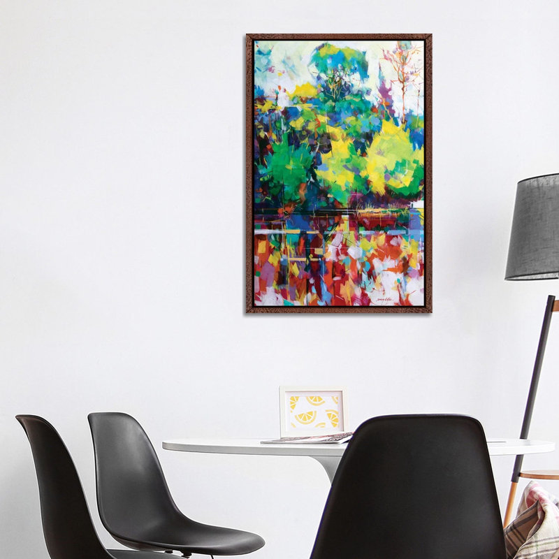 Cannop Ponds by Doug Eaton - Painting on Canvas, Classic Brown Wood Framed, 101.6 cm H x 66.04 cm W