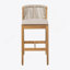 Tabouret d'extérieur en bois de teck avec coussin beige, ensemble de 2