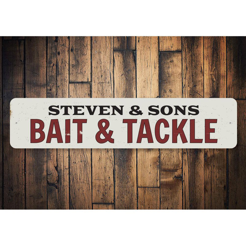 Enseigne en aluminium Bait & Tackle, H 4 po x l 18 po x P 0,04 po