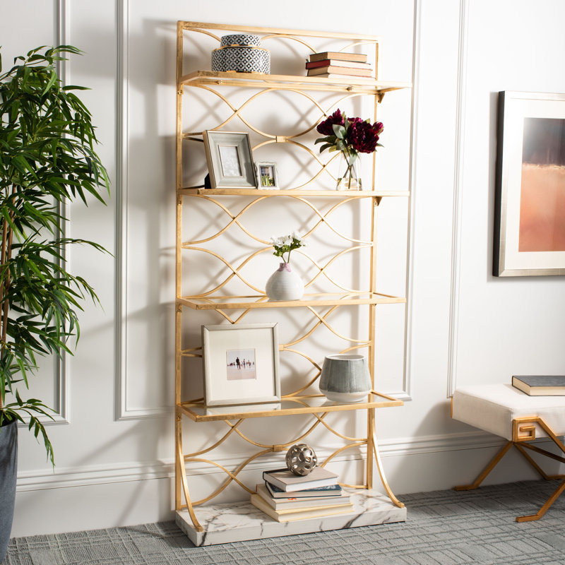 Tamara Etagere Bookcase, Gold/White