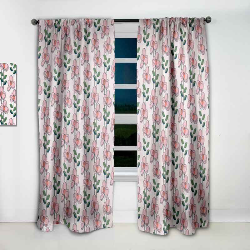 Rideau simple occultant Floral Mid-Century, L 52 po x L 108 po
