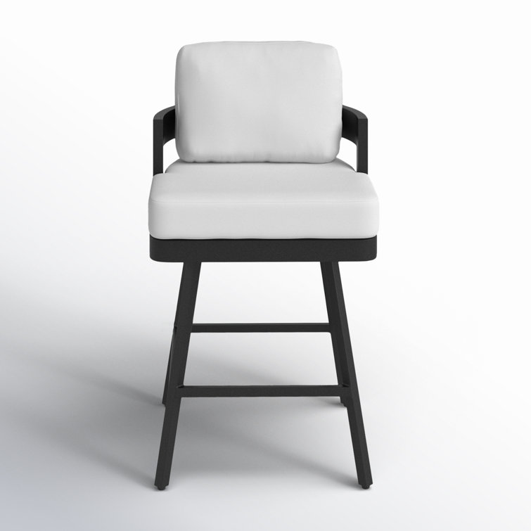 Everlee Powder Coated Aluminum Outdoor 31'' Bar Stool with Cushion