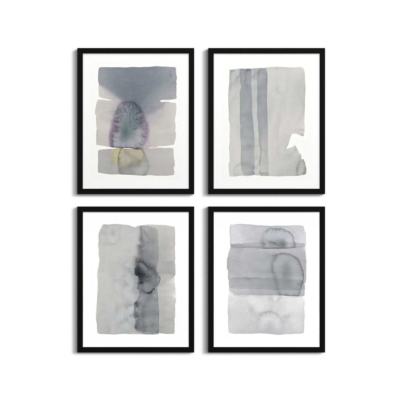 Gray on Gray 4-Piece Painting Set, Black, 30" H x 24" W