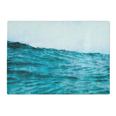 Tempered Glass Ocean Wave in Morocco Chopping Board