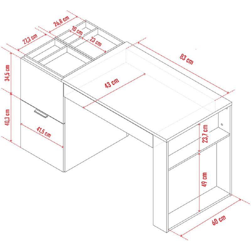Reba Desk, White/Oak
