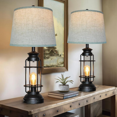 Ensemble de 2 lampes de table avec port USB à 3 voies à intensité variable