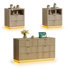 3 Pcs Bedroom Set With Motion Sensor Lights, Night Stand Set Of 2 & 6 Drawer Dresser