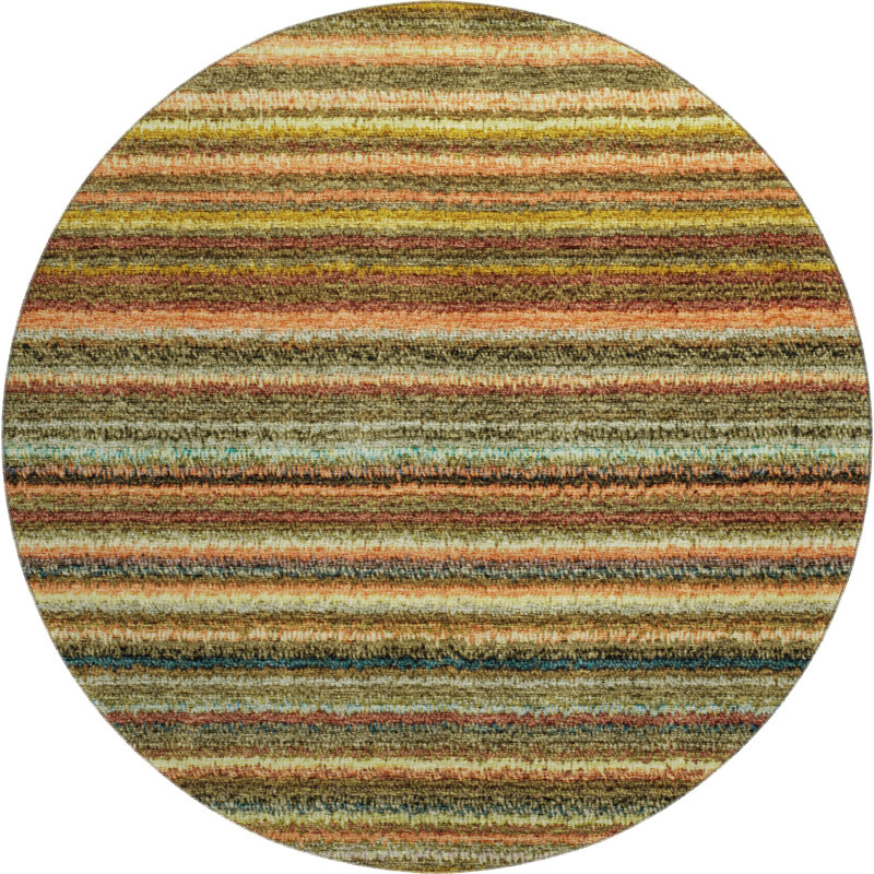 Premium Machine Washable Cerrito AMF598 Coral Round Rug, Round 8'
