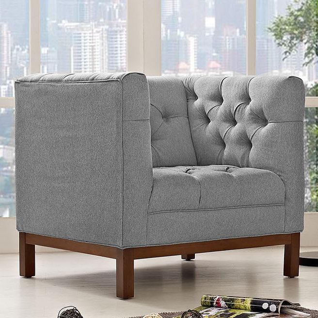 Modway Panache Living Room Fabric Armchairs, Gray Performance Velvet