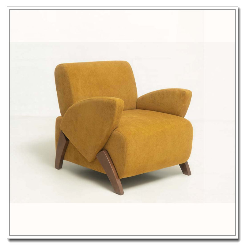 28.15-inch Velvet Fabric accent chair, Brown Yellow