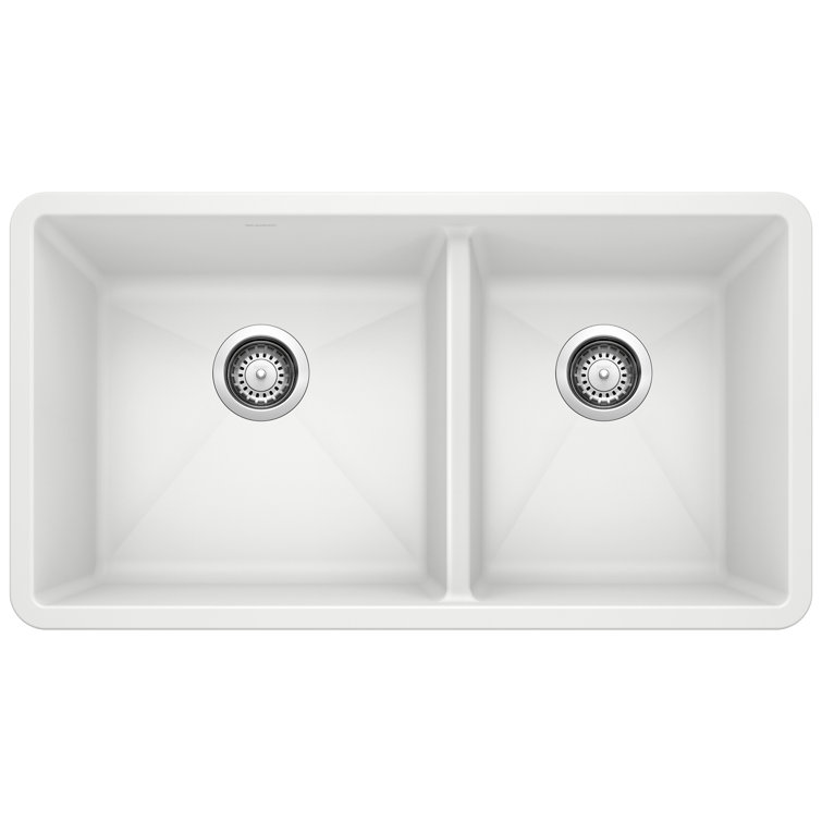 Blanco 441125 Precis SILGRANIT 33" 60/40 Double Bowl Undermount Kitchen Sink