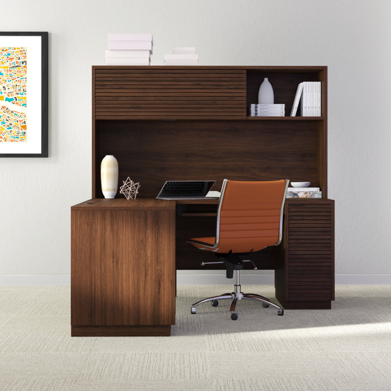 Bettye L-Shape Executive Desk Office Set with Hutch