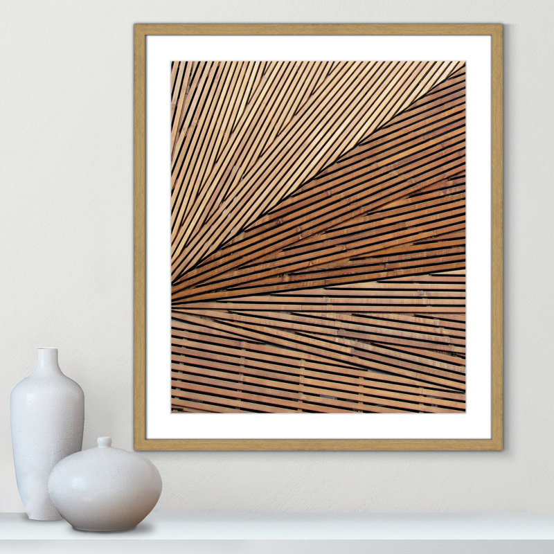 Fayette Geometric Wood Panel 1 - Picture Frame Print, 25.5" H x 21.5" W x 0.75" D, Natural Wood Grain