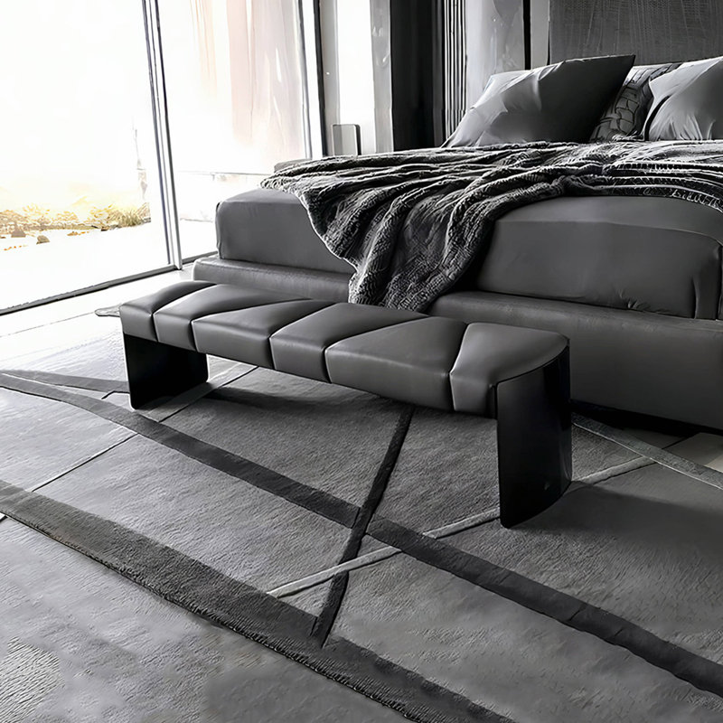 Banc rembourré en cuir véritable Juilliard, H 16,53 po x l 55,11 po x P 15,74 po