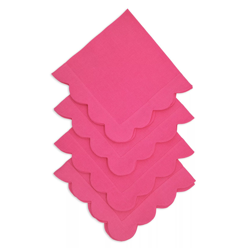 Sunflower Scallop Napkin, Fuchsia