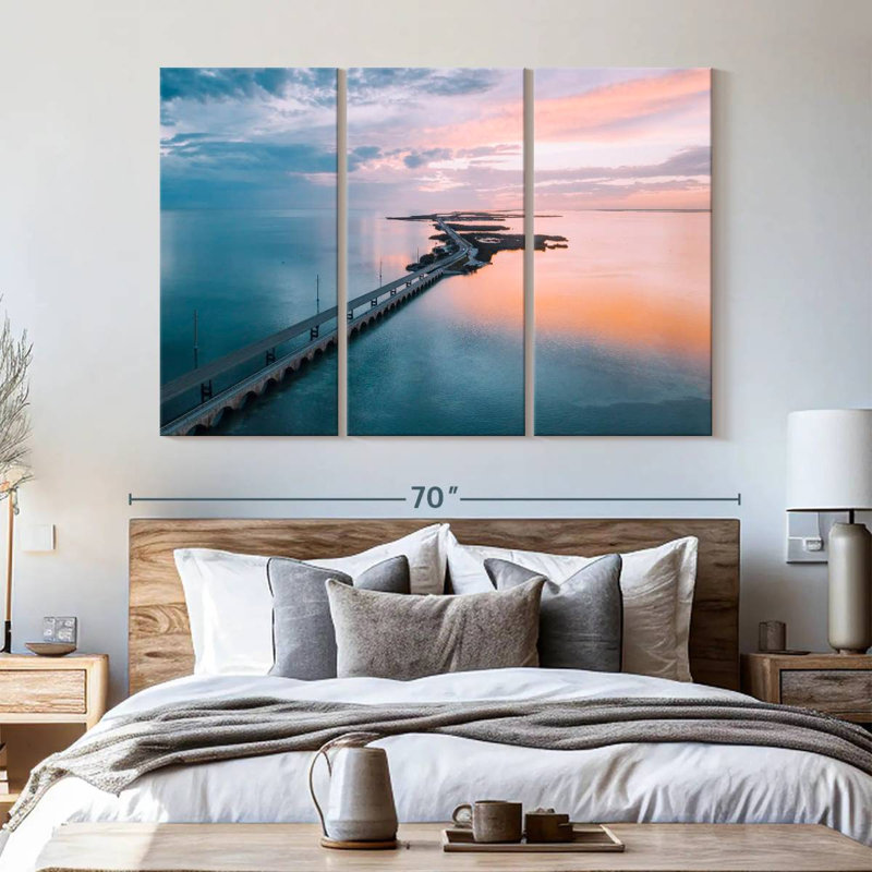 Ensemble de pont sur toile Seven Mile Bridge 3 pièces, H 42 po x l 65 po x P 1,25 po