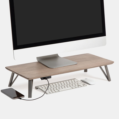 Lameek Wood Monitor Stand With USB Port
