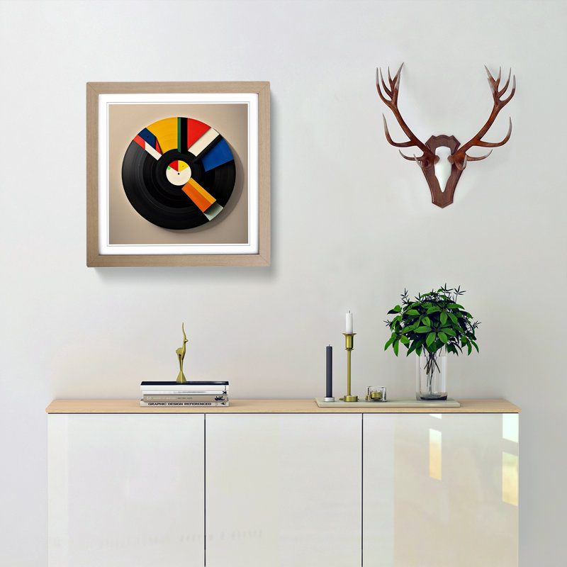 Vinyl Record Suprematism No.1 - Framed Print, Oak