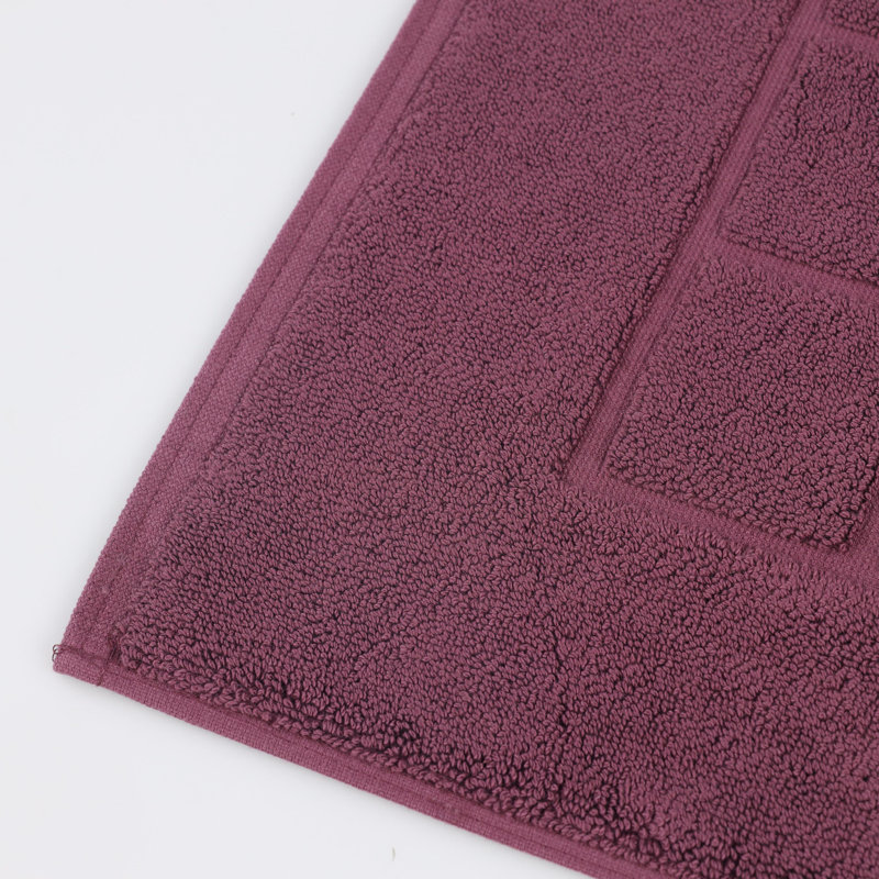 100% Cotton Thick & Absorbent Reversible Checkered Bath Mats - Set Of 2, Plum