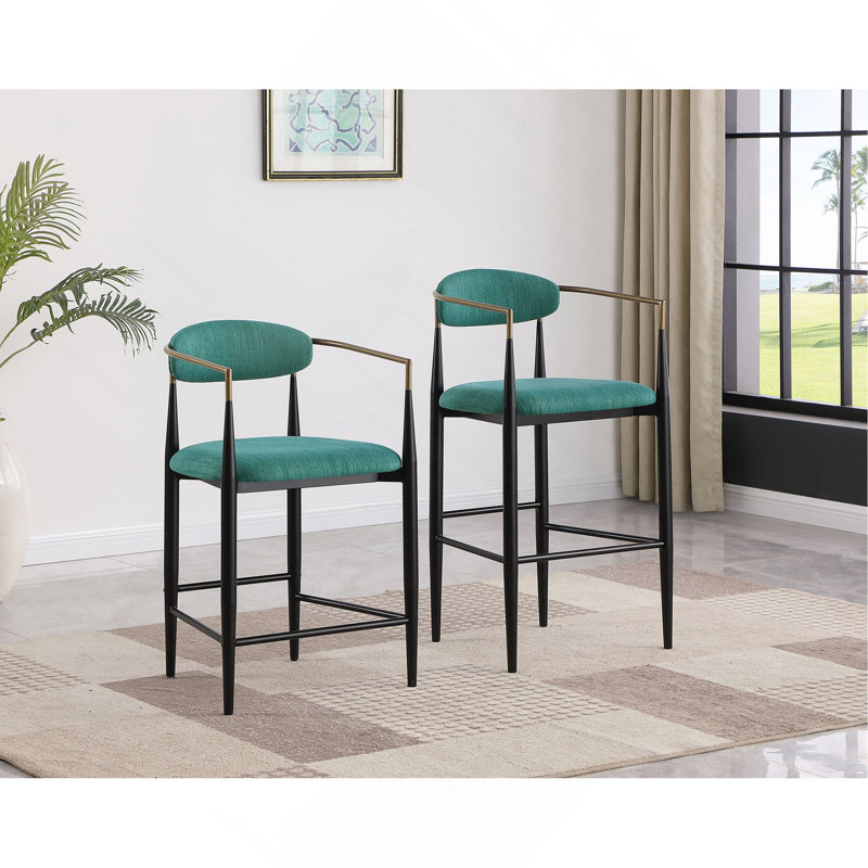Chaise de comptoir rembourrée en tissu (ensemble de 2), Vert