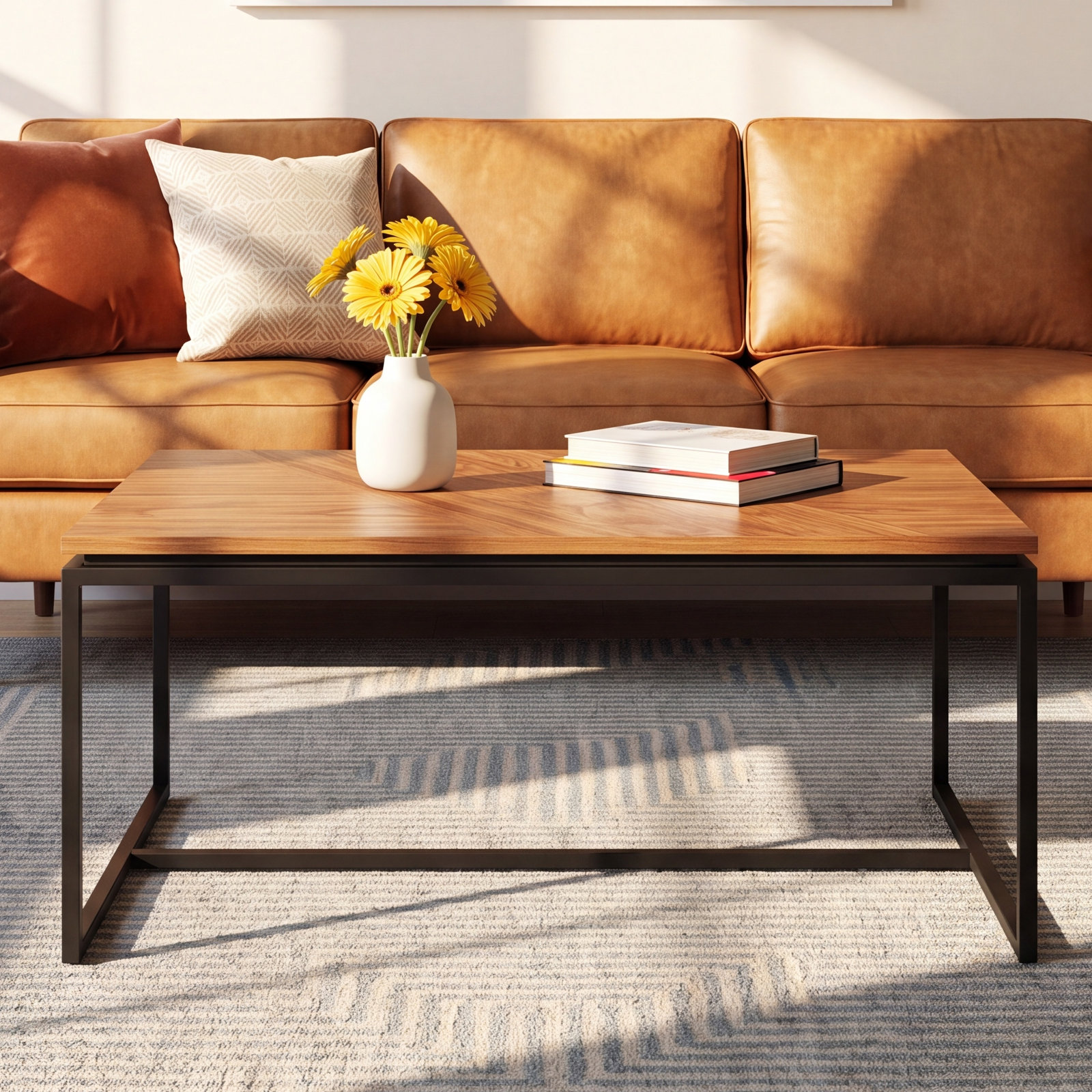 Tobias 30" Square Coffee Table, Walnut