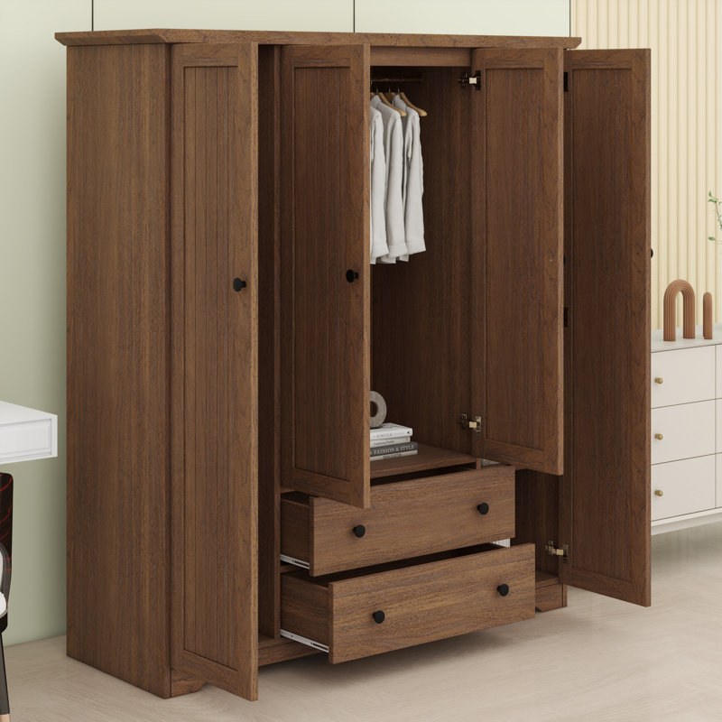 Armoire 4 portes avec 2 tiroirs, Brown