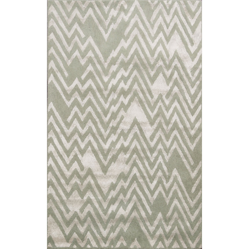 Tapis gris/turquoise en laine/soie Touffeté à la main miesville