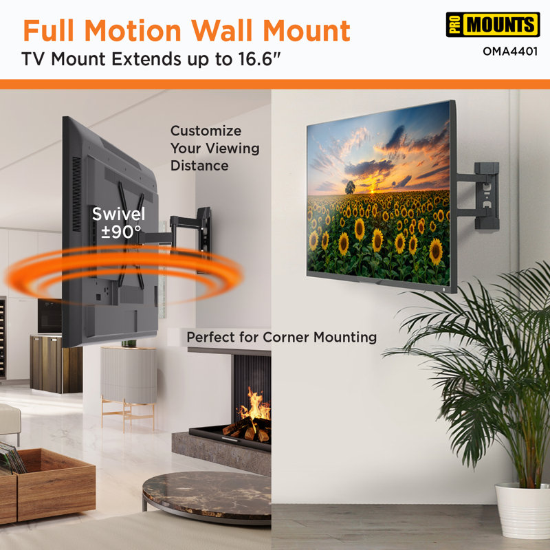 ProMounts Articulating/Full motion TV Wall Mount for 24"- 60" Screens, Holds up to 88 lbs.