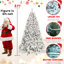 Arbre de Noël enneigé 8 pi avec 700 lumières Ul, 54 pins, pointes enneigées, structure à charnières 1754, support en métal robuste pour l'apparence des Fêtes d'hiver, feuillage véritable, design, décoration de base stable