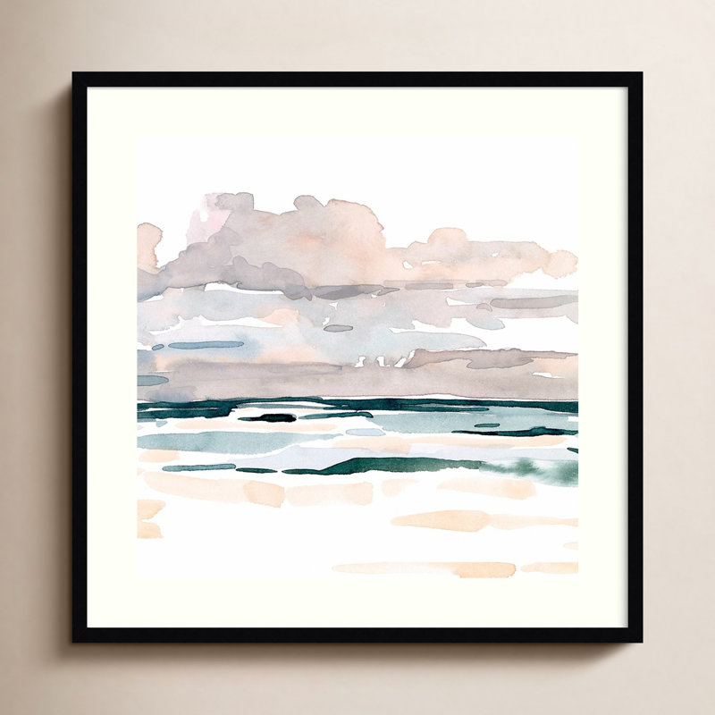 Soft Coastal Abstract I - Cadre photo, reproduction d'art sur papier, H 33 po x l 33 po, Papier encadré noir