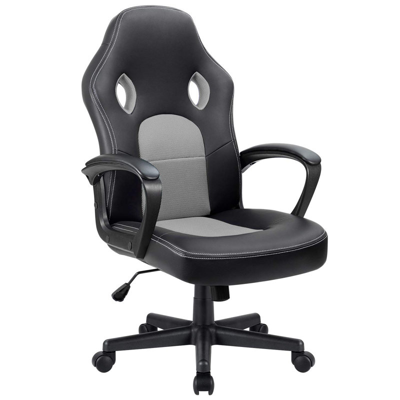 Fauteuil de jeu ergonomique PC et Racing, gris