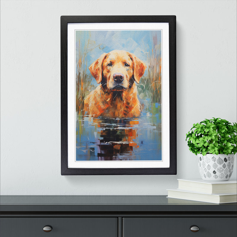 Labrador Retriever Impressionism - Single Picture Frame Print on Wood, Black Framed, 46cm H x 34cm W