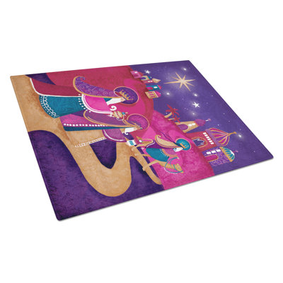 Caroline's Treasures Christmas Wise Men in Purple Glass Cutting Board