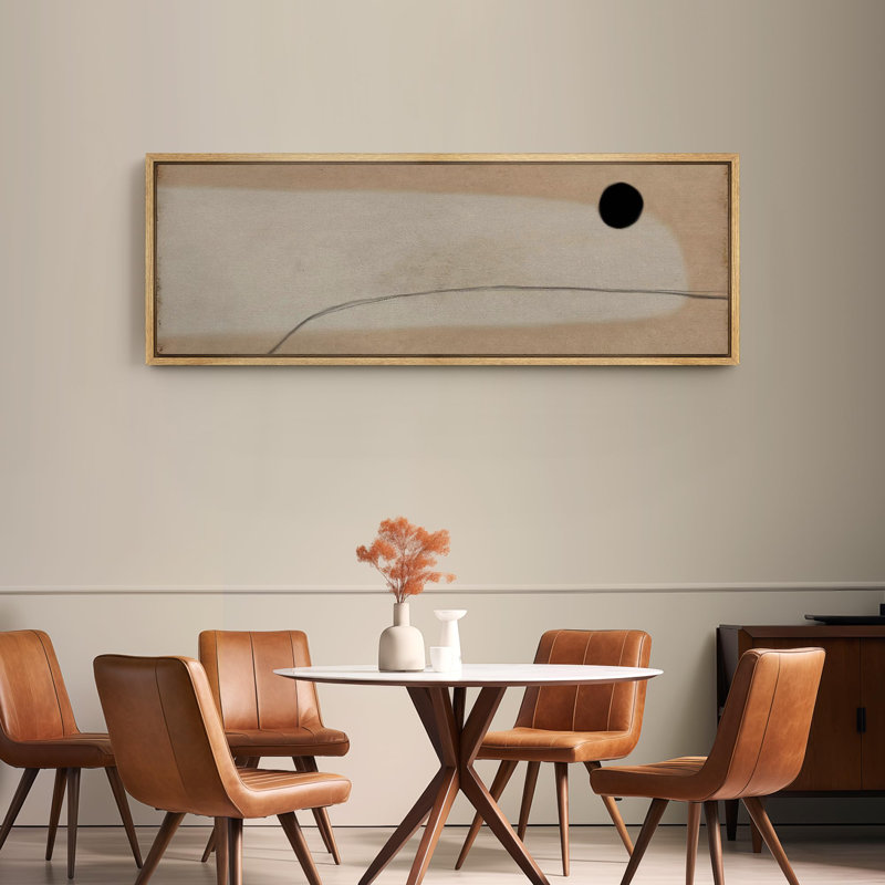 Minimalist Elegance, abstrait noir et beige, reproduction sur toile, H 20 po x l 60 po, Naturel