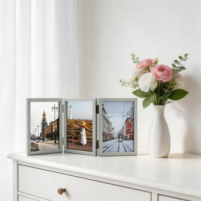 Hinged Tabletop Picture Frame with Real Glass
