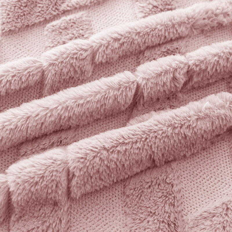 Ensemble de 2 housses décoratives en peluche 18 po pour salon et chambre à coucher, Rose