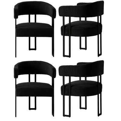 Haskett Upholstered Dining Armchair with metal legs