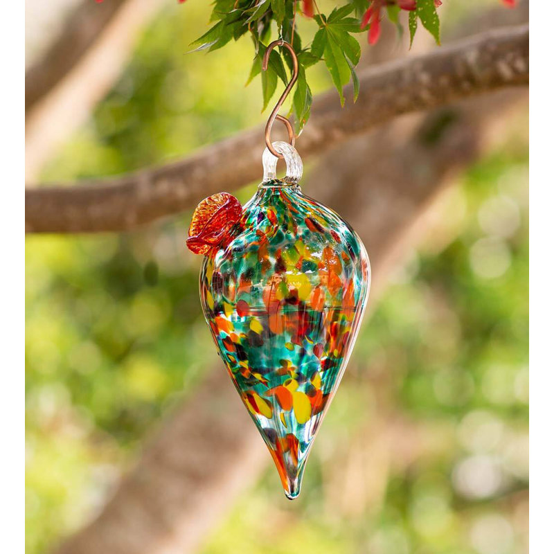 Leedell Glass Hanging Hummingbird Feeder