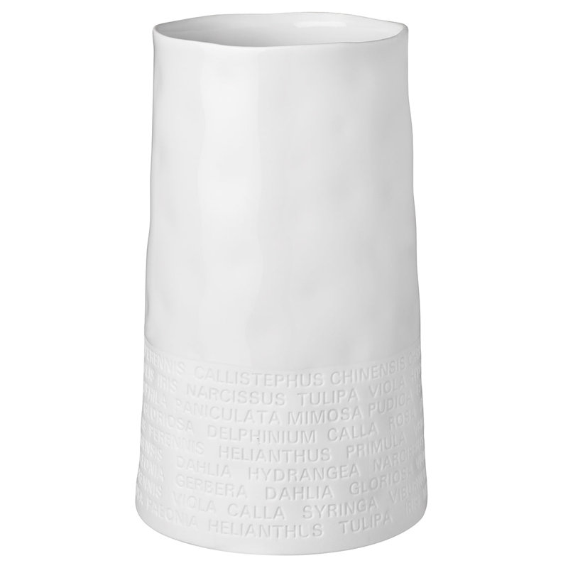 A Poetic Space Porcelain Vase - Flower Names Embossed, 5.9" H x 3.9" W x 3.9" D