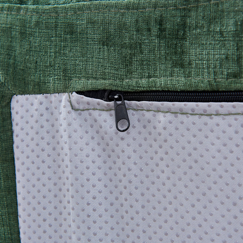 Canapé 4 places 4 pièces avec 4 coussins, Chenille verte