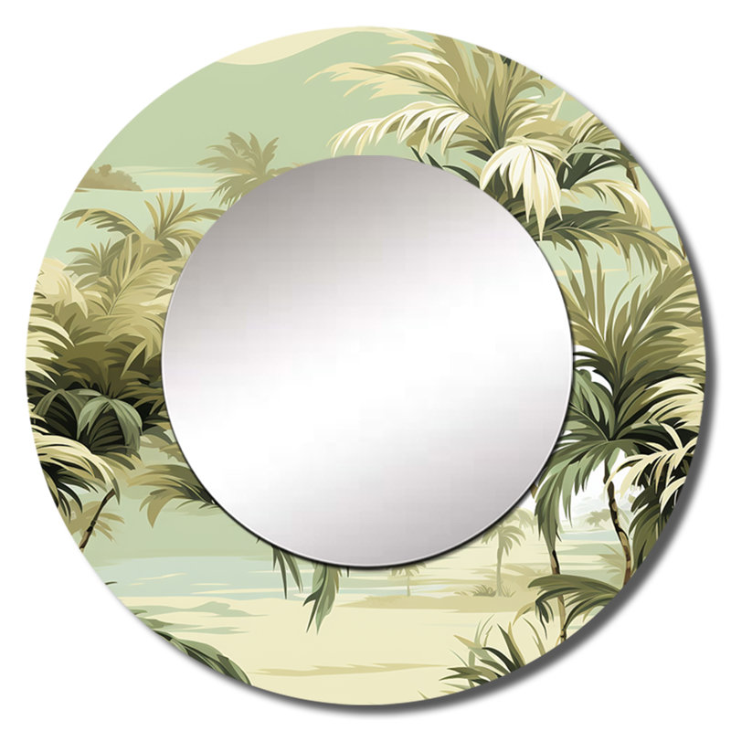 Coastal Palm Paradise Coastal Motif - miroir décoratif tropical, 23 po x 23 po