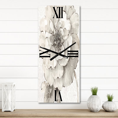 Indigold Grey Pivoines I - Horloge murale traditionnelle