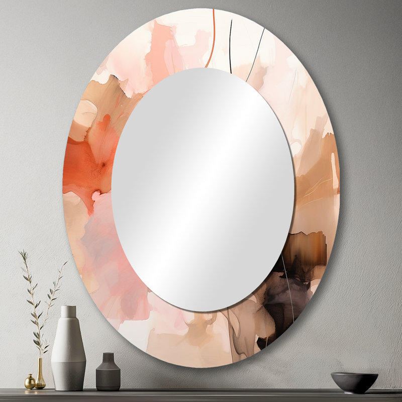 Abat-jour «Distant Clouds» Abricot Crush Infusion II - miroir mural ovale rose, 43 po x 33 po