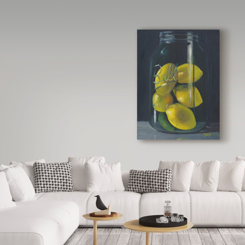 « citrons », reproduction de peinture à l’huile sur toile tendue, H 47 po x l 35 po