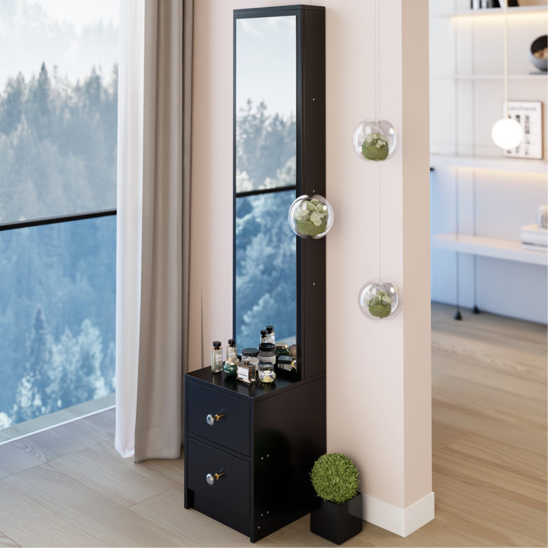 Très grand armoire à miroir pleine grandeur 11,8 po x 15,7 po, 63 po, noir, rangement multicouche, design simple mais élégant pour chambre à coucher, design américain de grande capacité, noir, chambres de dortoir idéales