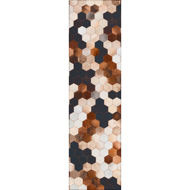 Eliza-Mae Chenille Patchwork Indoor / Outdoor Rug, Runner 2'3" x 7'6"