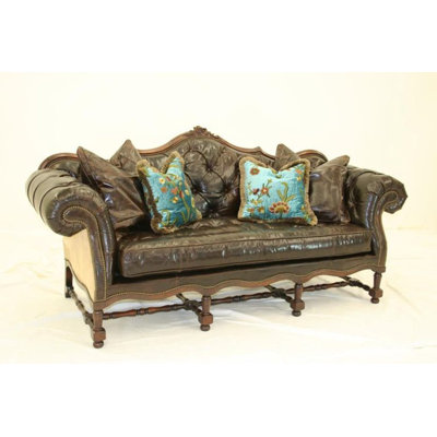 92"" Rolled Arm Sofa -  Old Hickory Tannery, W-516-03-ALSTBLK-EBNY-1009-01